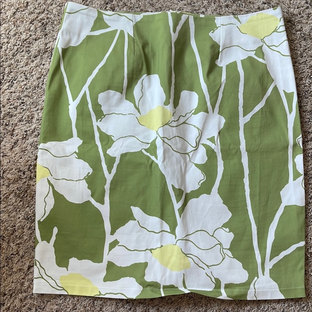 Floral Green and White Skirt